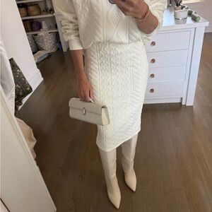 Zara Cream Cable Knit Pencil Skirt